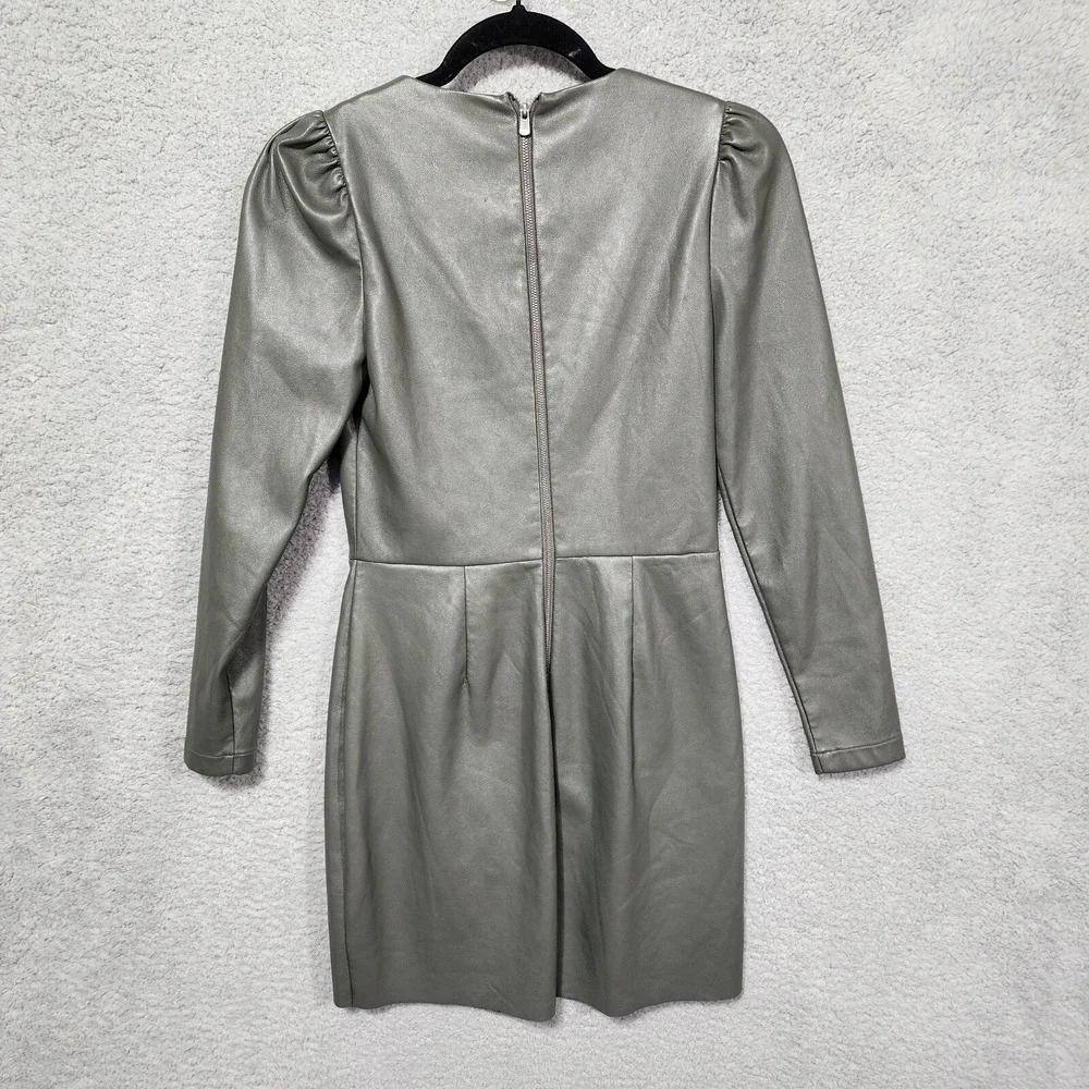 Saylor Dress Womens Small Gray Veronicka‎ Faux Leather Mini Cocktail Party
